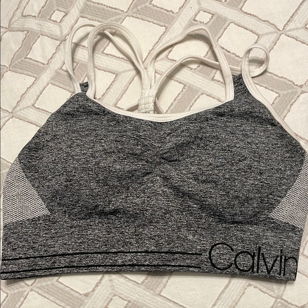 Calvin Klein Performance Gray and White Sports Bra